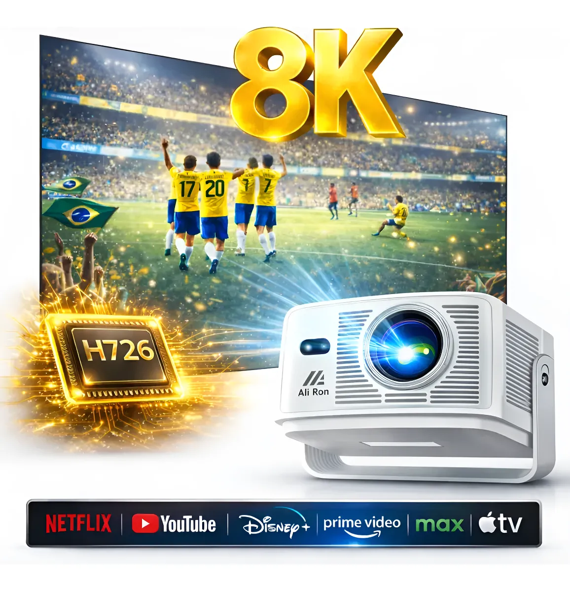 Projetor Smart Aliron HY350 Max 8K Android 14 Full HD 1080p