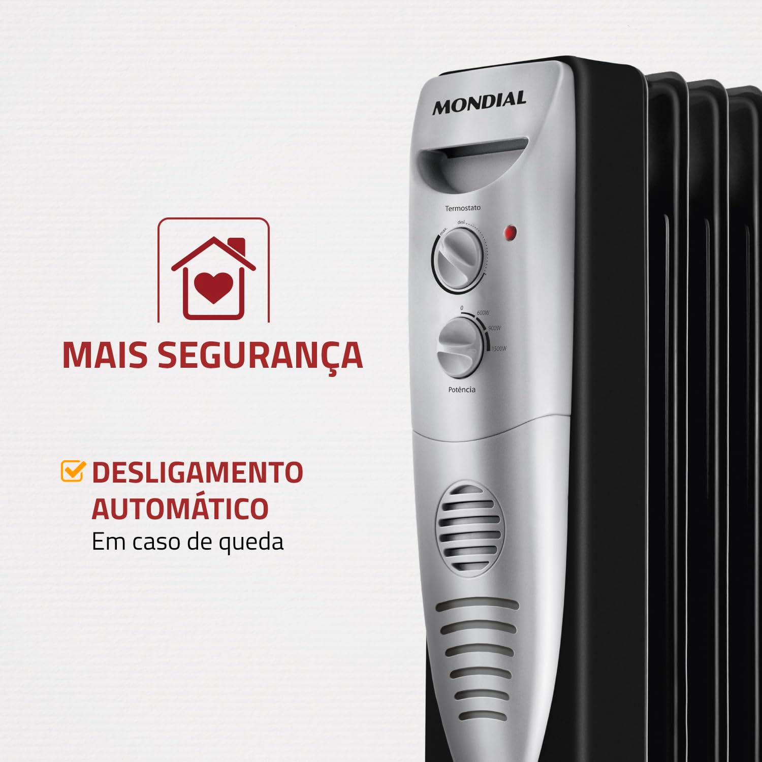 Aquecedor a Óleo Mondial A-06 1500W 220V Preto e Prata — foto 4