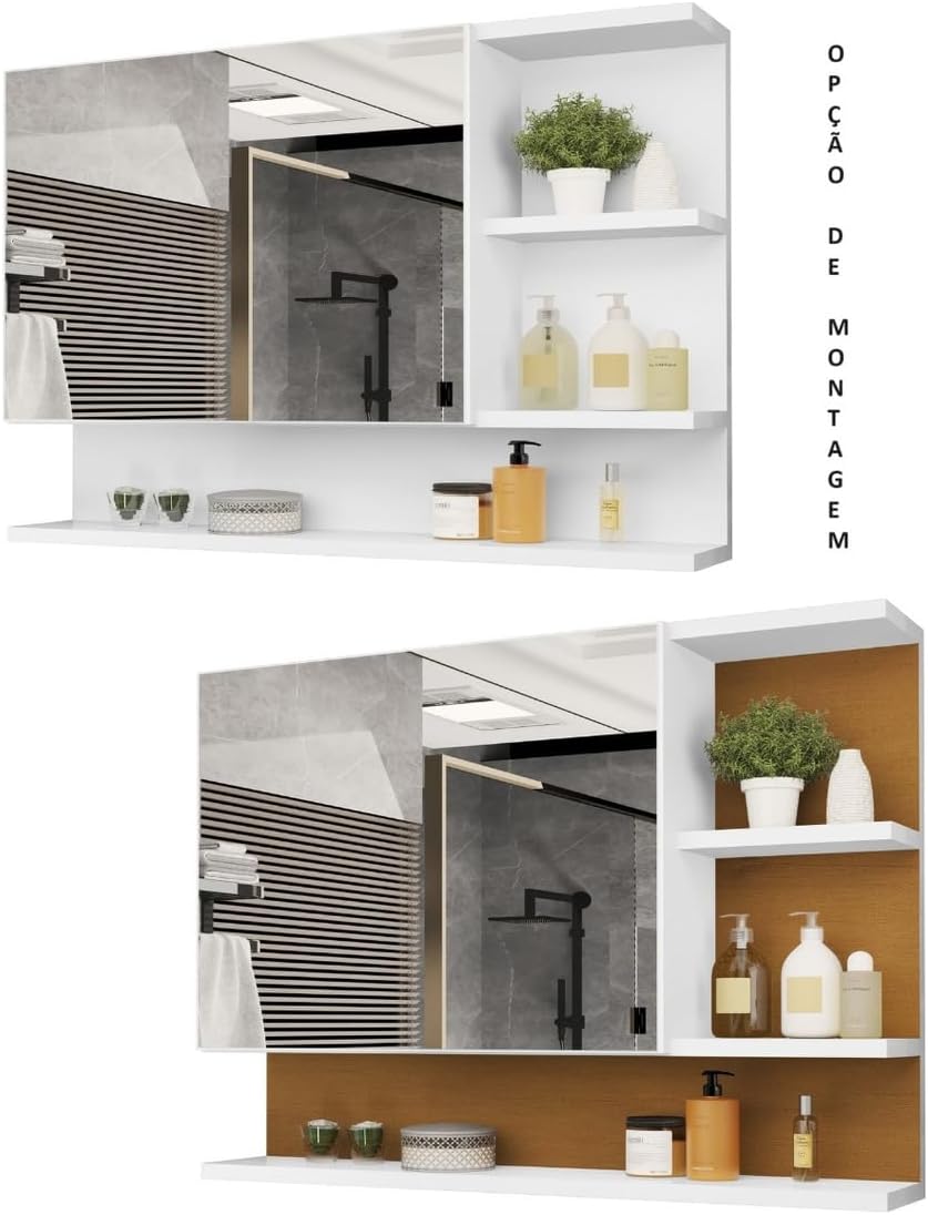 Armário Espelheira Cleópatra 1 Porta Branco — foto 2
