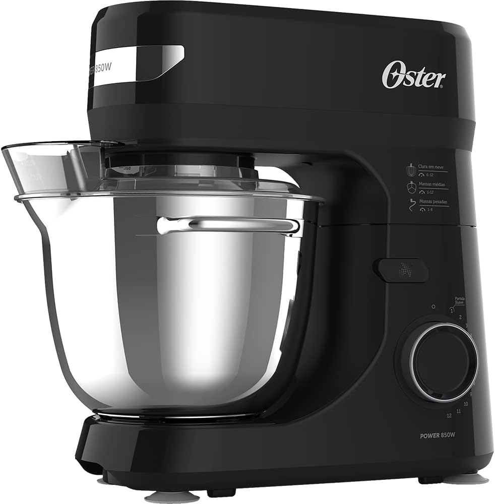 Batedeira Planetária Oster 850W Inox 4L com 3 Batedores