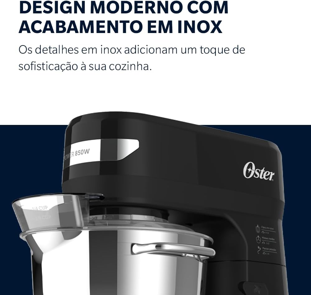 Batedeira Planetária Oster 850W Inox 4L com 3 Batedores — foto 4