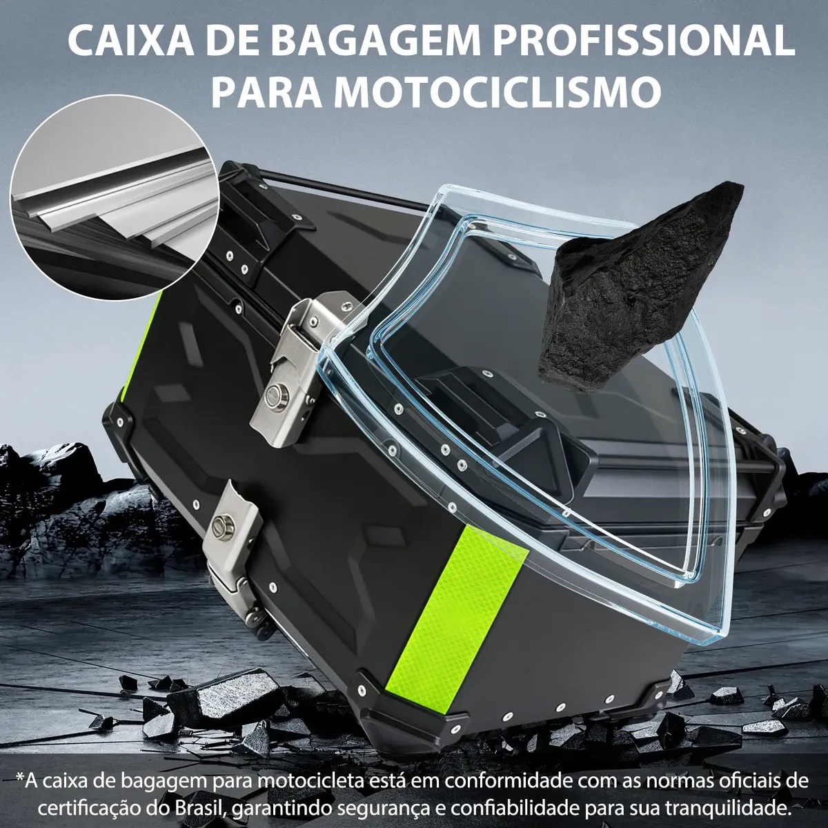 Baú para Moto Alumínio 65 Litros com Suporte Universal — foto 3