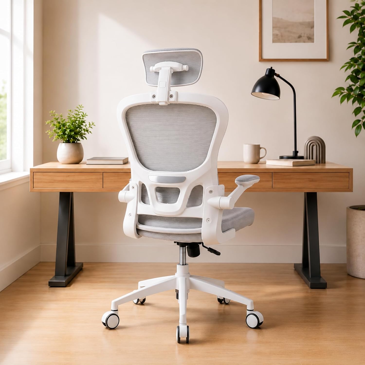 Cadeira de Escritório Ergonômica - Suporte Lombar e Encosto Ajustável em Malha Mesh
