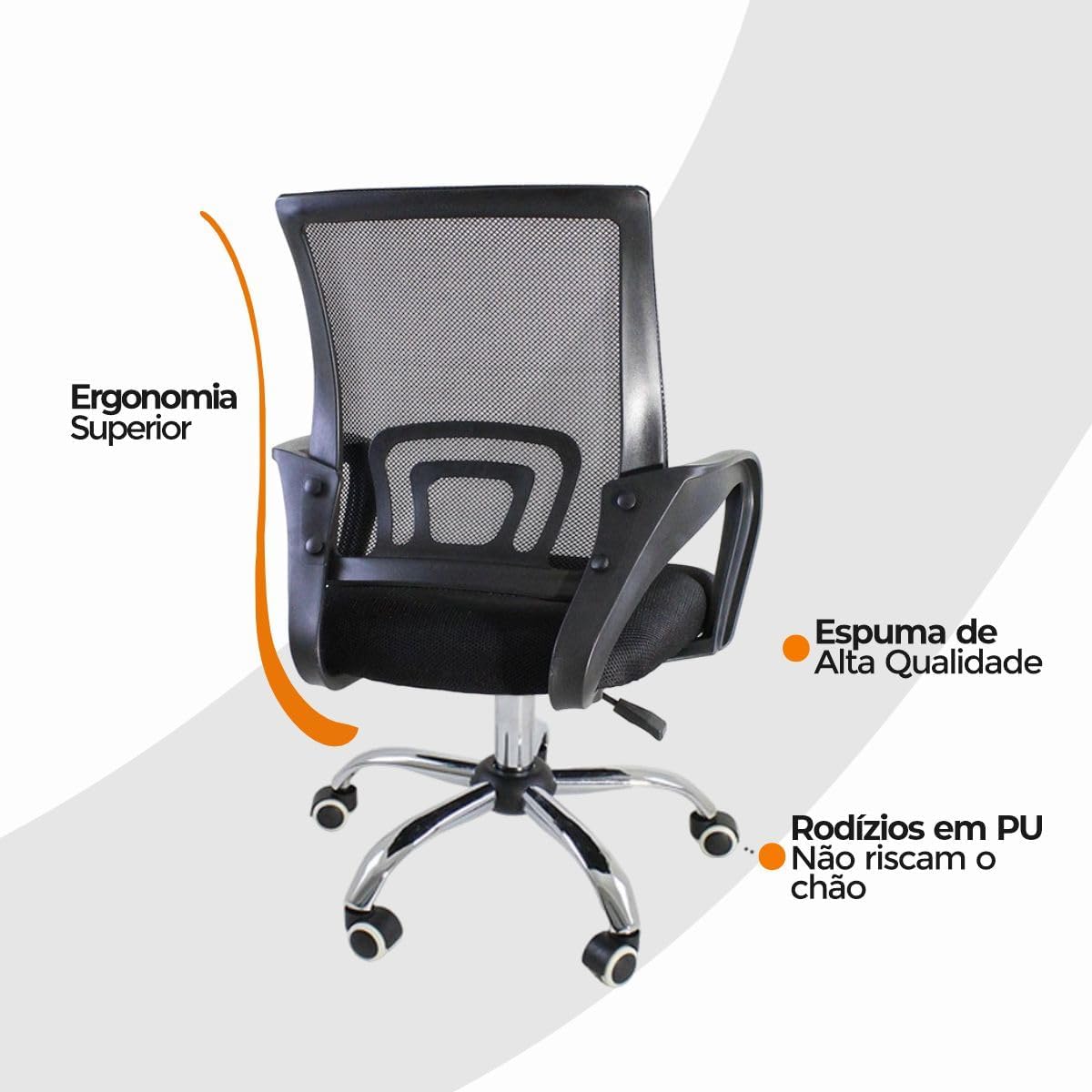 Cadeira Ergonômica Giratória com Tela Mesh - Ajuste de Altura — foto 6