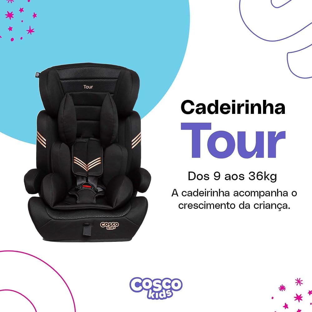 Cadeirinha Cosco Kids Tour 9 a 36 Kg Preto Bronze — foto 2