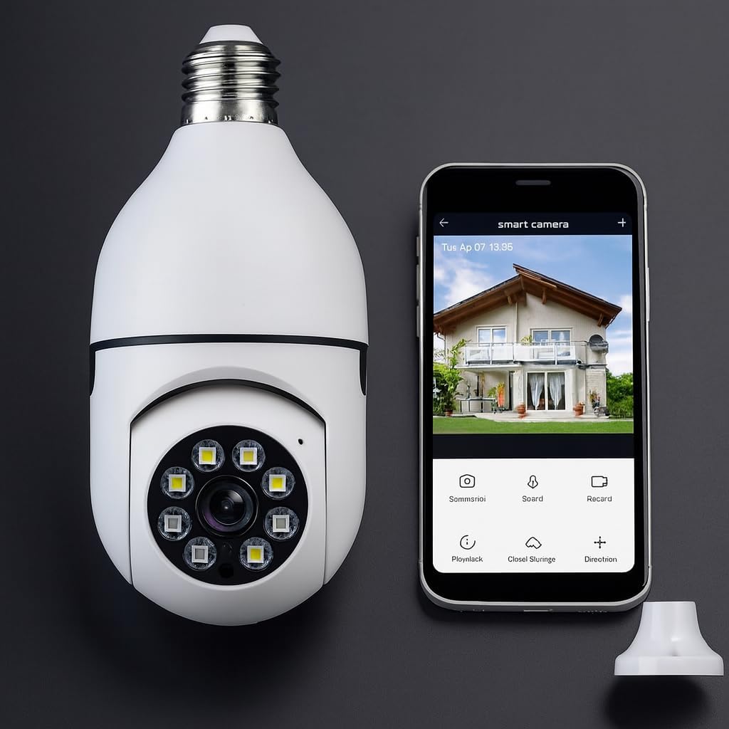 Câmera de Segurança IP Yoosee Lâmpada WiFi Full HD 1080p com Visão Noturna e Detecção de Movimento