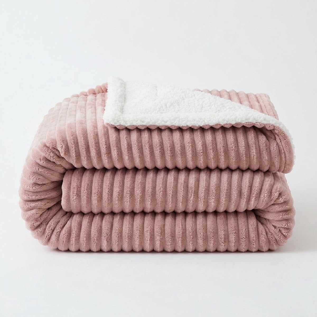 Coberdrom Manta Queen Sherpa Canelado Térmico Microfibra 2,20x2,40m Casa Dona - Rose
