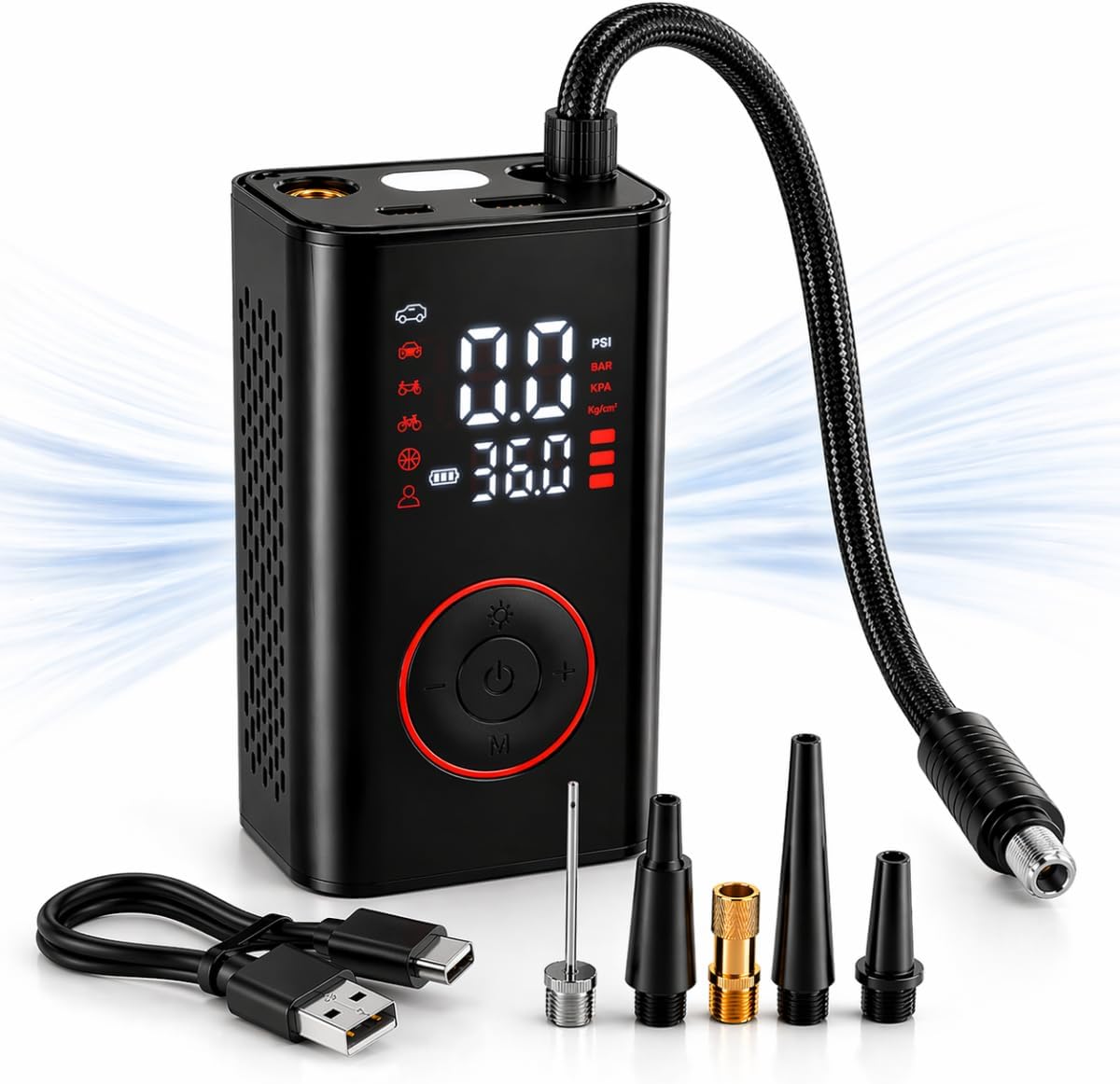 Compressor de Ar Portátil Mini Premium Sem Fio - Inflador Digital para Pneus e Infláveis