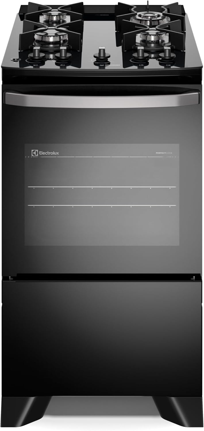 Fogão 4 Bocas Electrolux FE4GB Preto Efficient com Mesa de Vidro e Tripla Chama