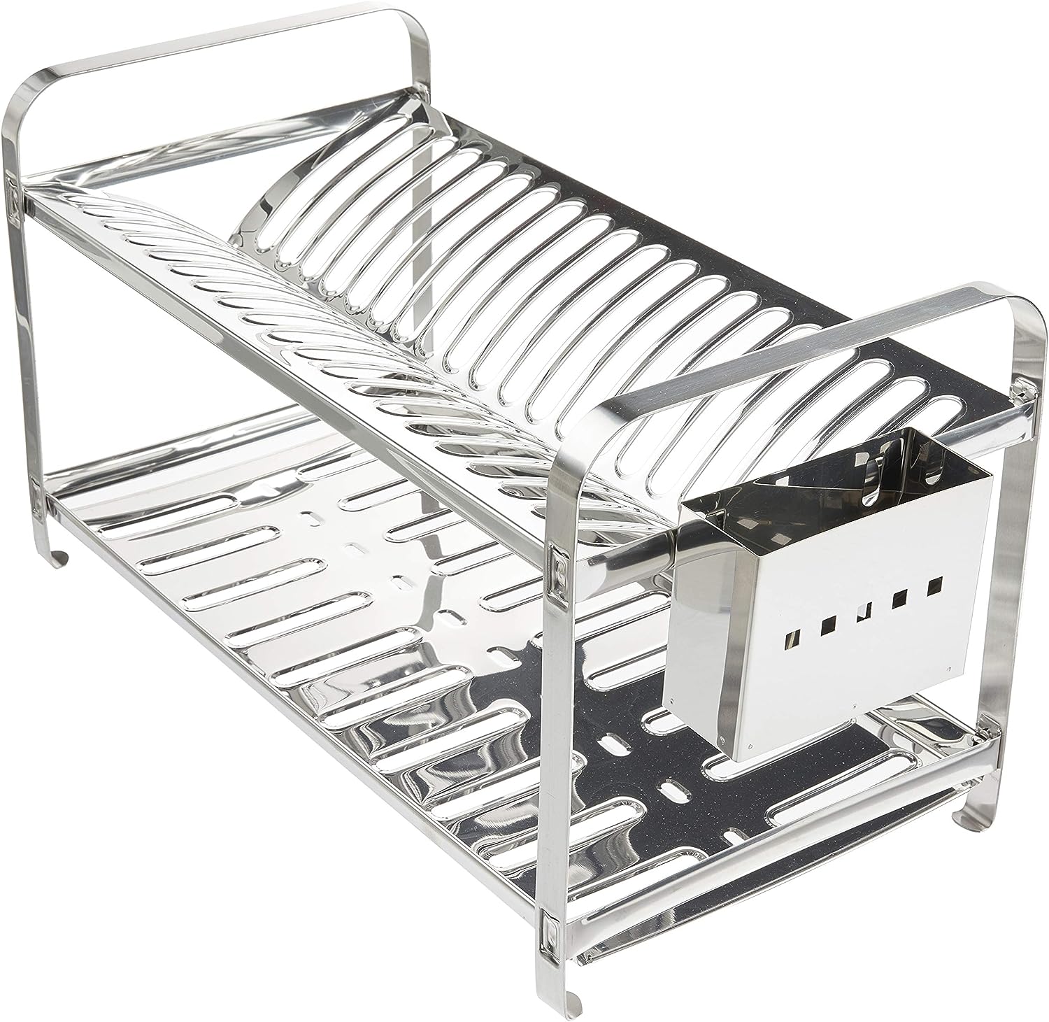 Escorredor Mak Inox Aço Inox para 20 Pratos e Porta Talheres