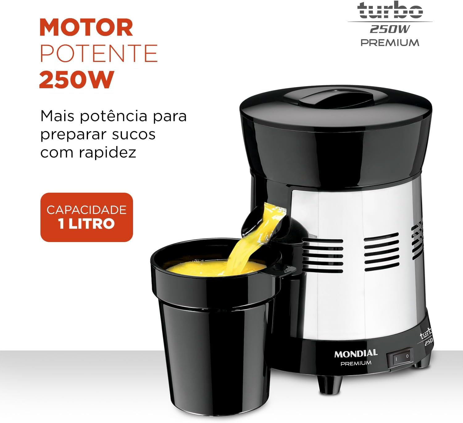 Espremedor de Frutas 250W 1 Litro com 2 Cones - Bivolt — foto 2