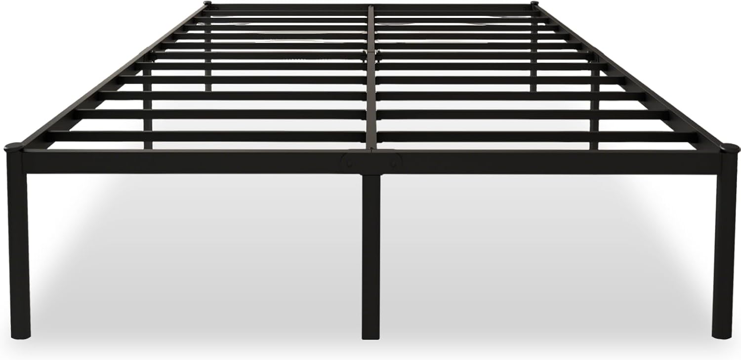 Estrutura de Cama de Metal Preto com Armazenamento - Sem Box Spring