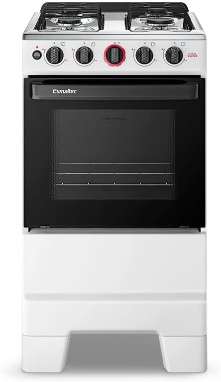 Fogão Esmaltec Ideal Super 4 Bocas a Gás Mesa Inox Forno 50L