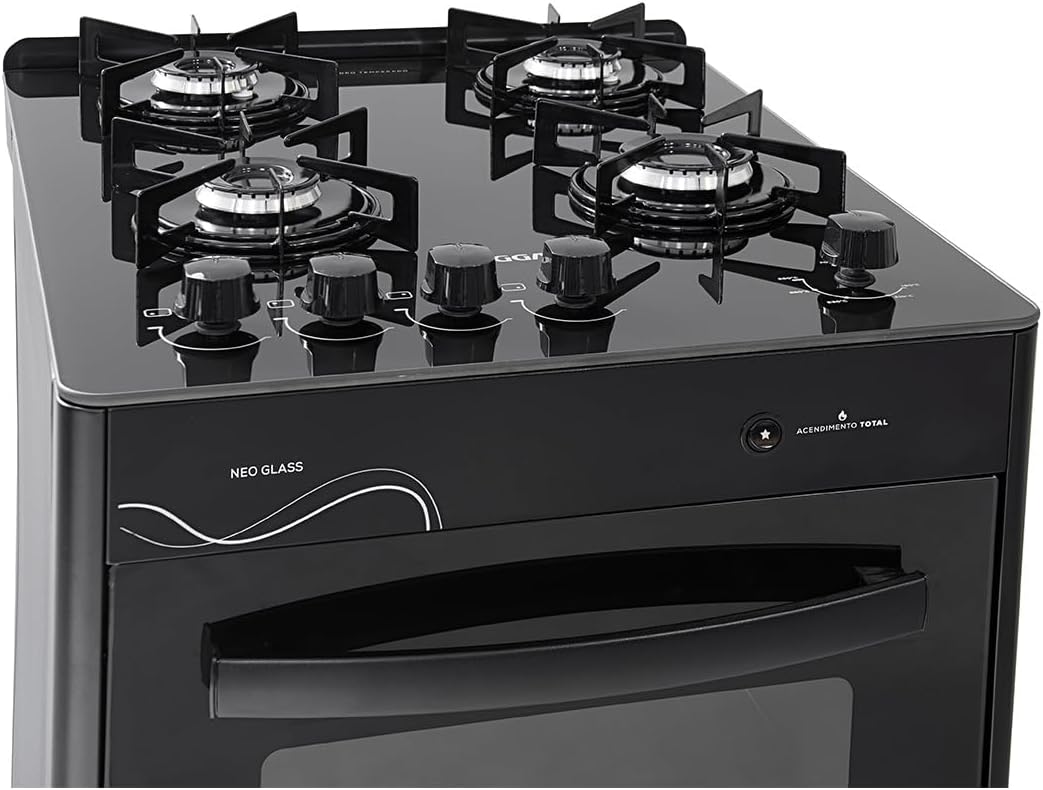 Suggar Fogão Neo Glass Preto 4 Bocas Mesa de Vidro — foto 6