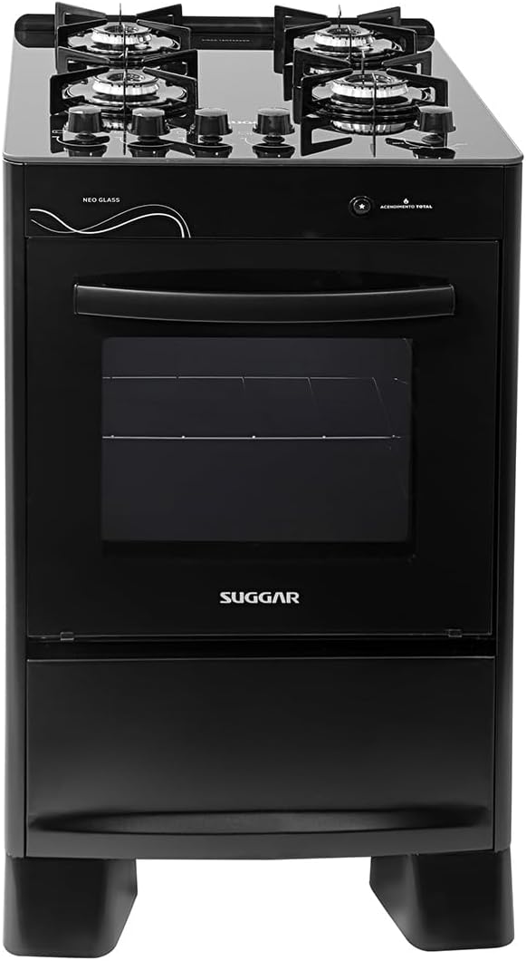Suggar Fogão Neo Glass Preto 4 Bocas Mesa de Vidro — foto 2