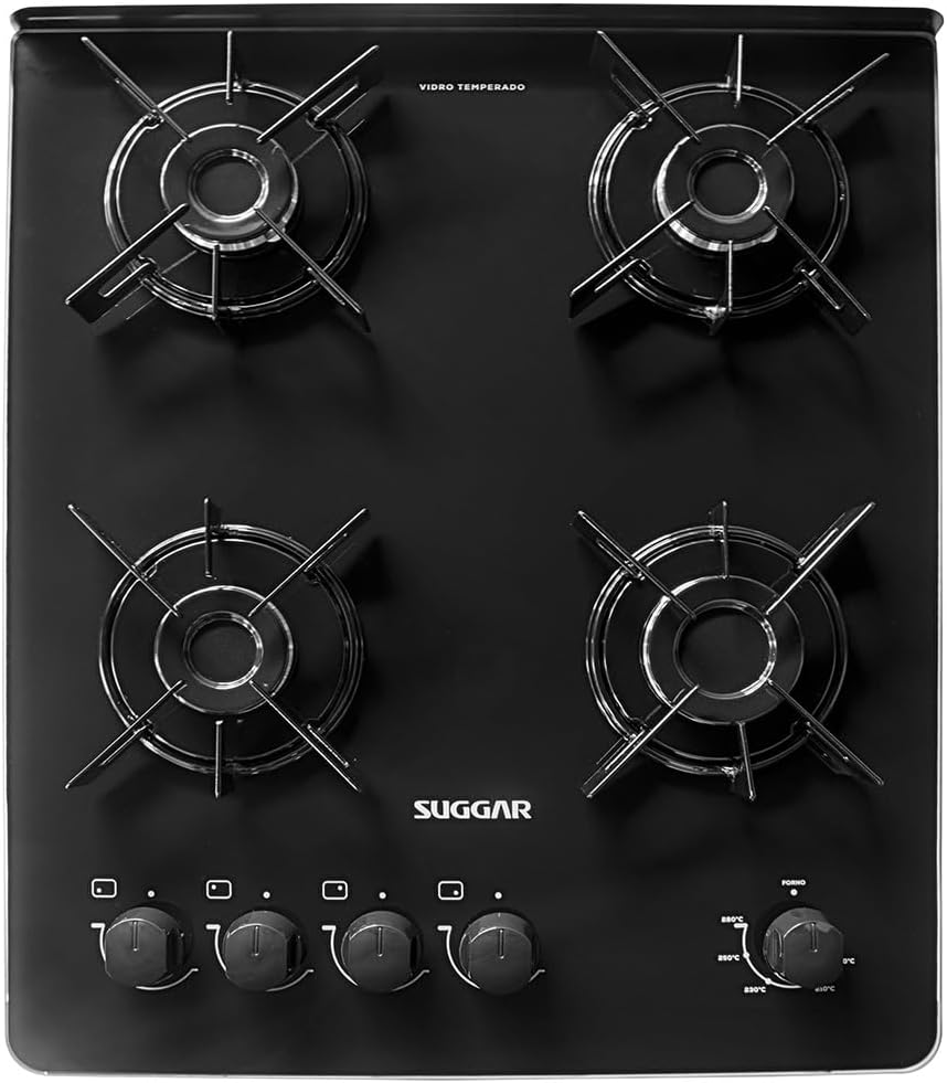 Suggar Fogão Neo Glass Preto 4 Bocas Mesa de Vidro — foto 7