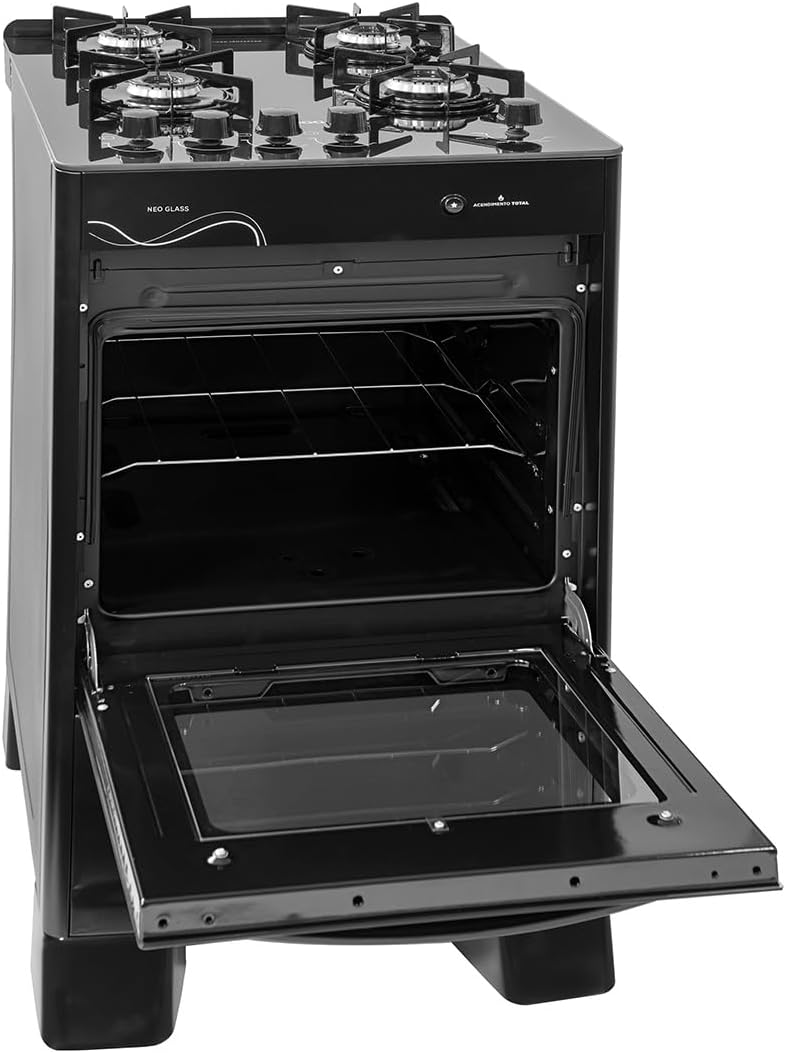 Suggar Fogão Neo Glass Preto 4 Bocas Mesa de Vidro — foto 4