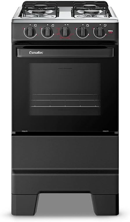 Fogão a Gás Esmaltec IDEAL POP F4ISP 4 Bocas Preto Inox 50L