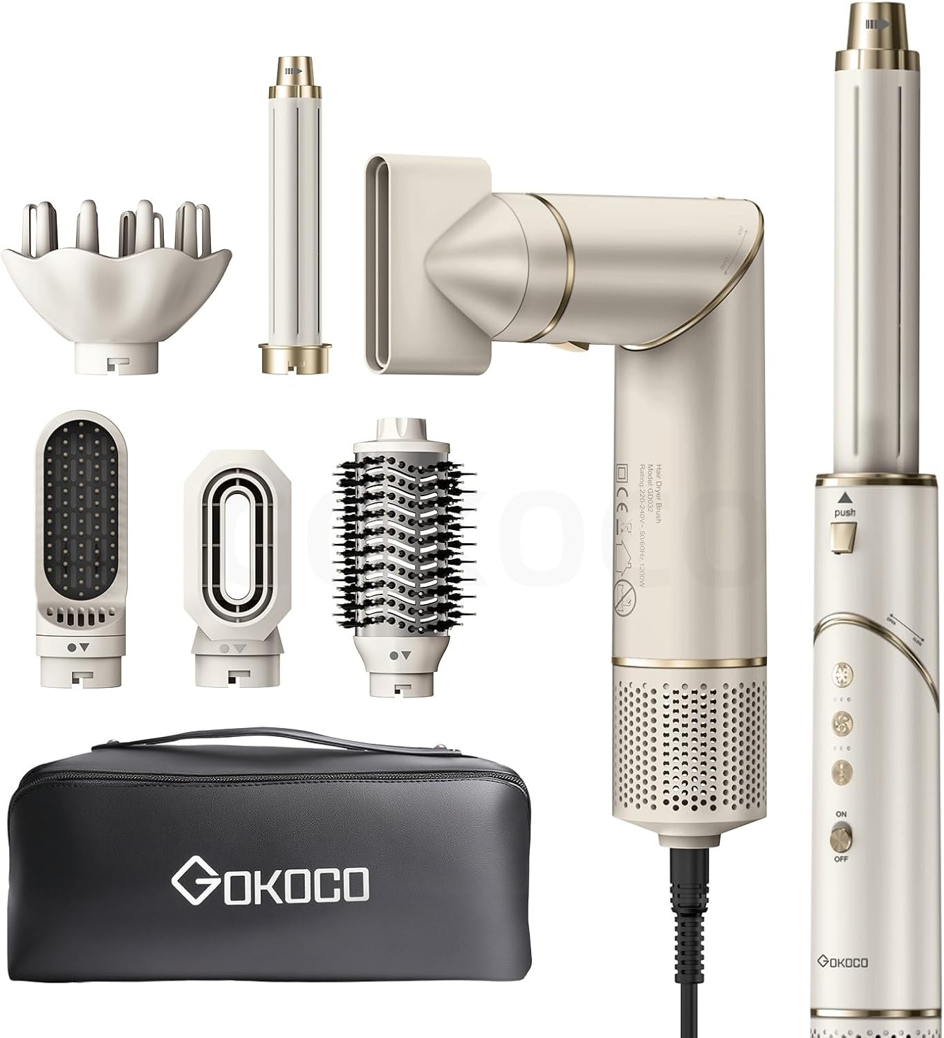 GOKOCO Secador de Cabelo 7 em 1 - 127v/110v com Acessórios Inclusos