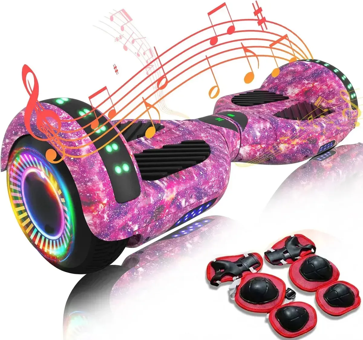Hoverboard Elétrico Roxo 6,5 Polegadas com Bluetooth e Luzes LED