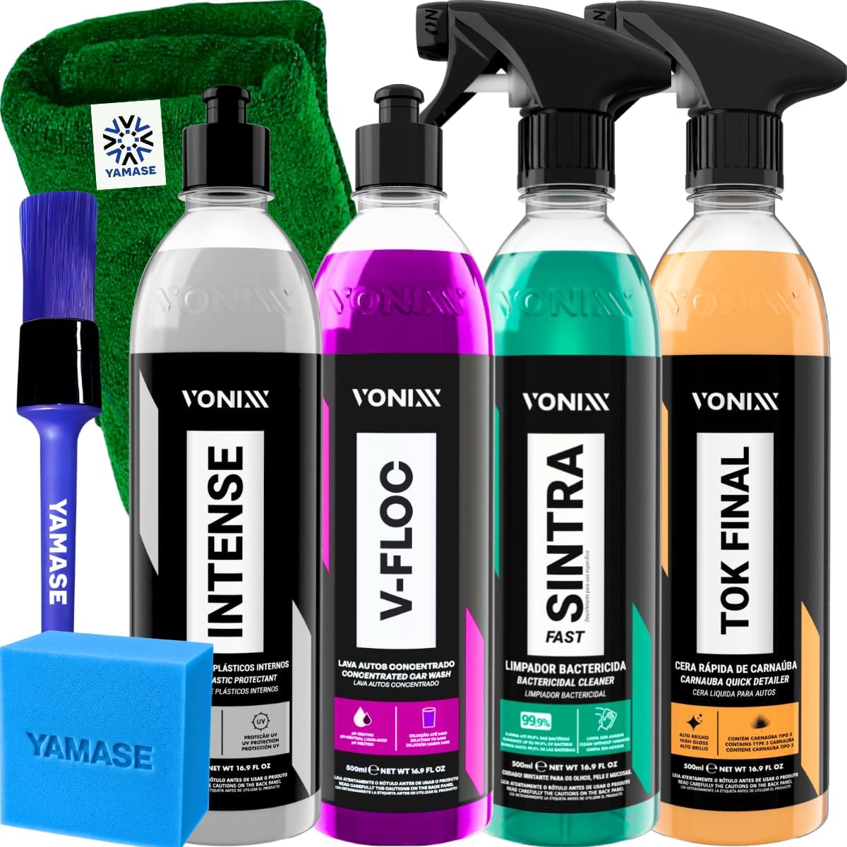 Kit de Limpeza Automotiva VONIXX - Shampoo, Limpador e Cera Líquida