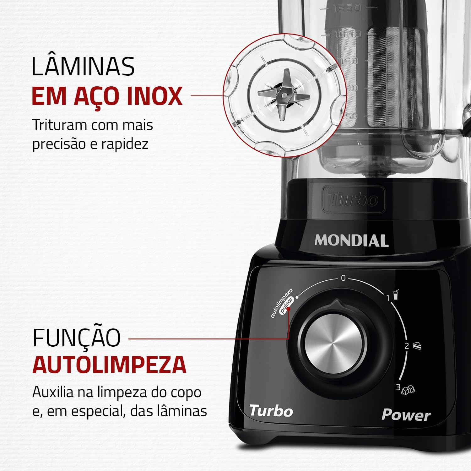 Liquidificador Mondial Turbo Power L-99-FB 550W 2,2L 3 Velocidades e Pulsar — foto 6