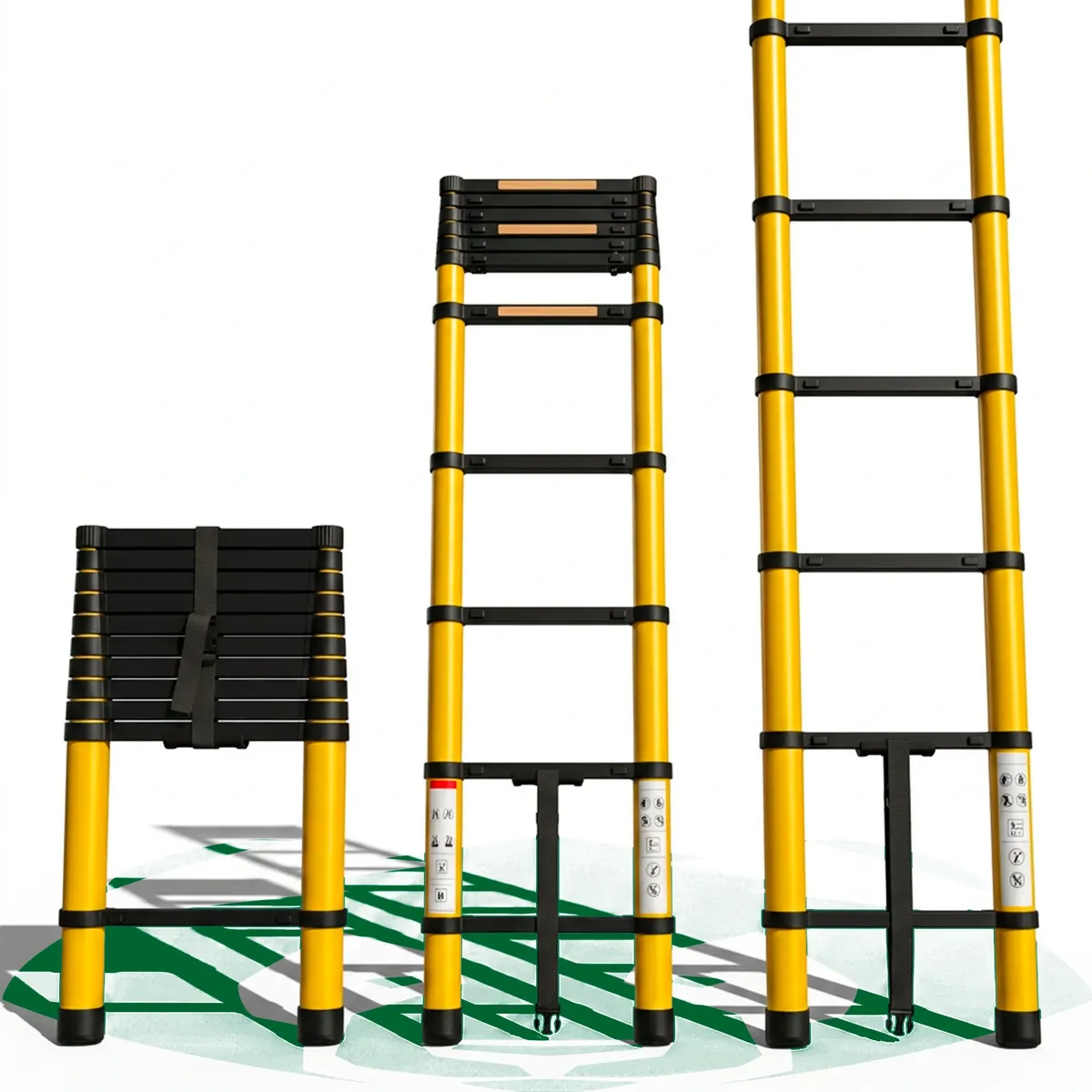 Escada Telescópica de Alumínio 3,20m 12 Degraus Retrátil Extensível Multifuncional Portátil Compacta até 150kg Several Importados Escada de Mão para