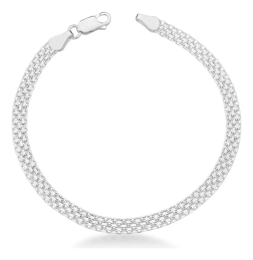 Masculina Pulseira Prata 925 Bismark Esteira 4,7mm Argennti Comprimento 19 cm Cor Pratead