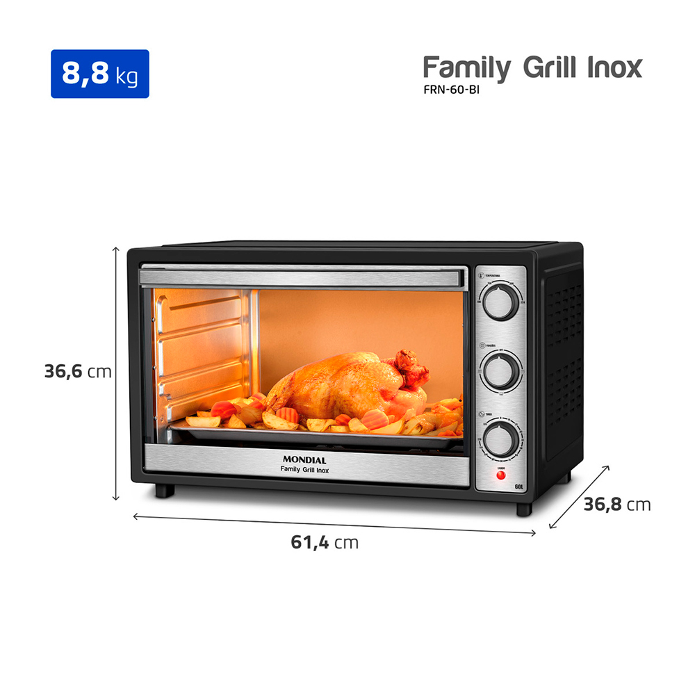 Forno Elétrico 60L Mondial Family Grill Inox Bivolt — foto 3