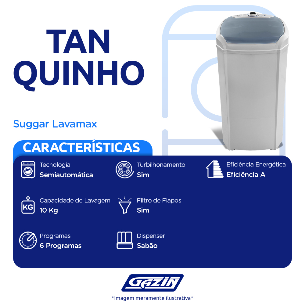 Tanquinho Suggar Lavamax 10kg Semiautomático LX1022 — foto 3