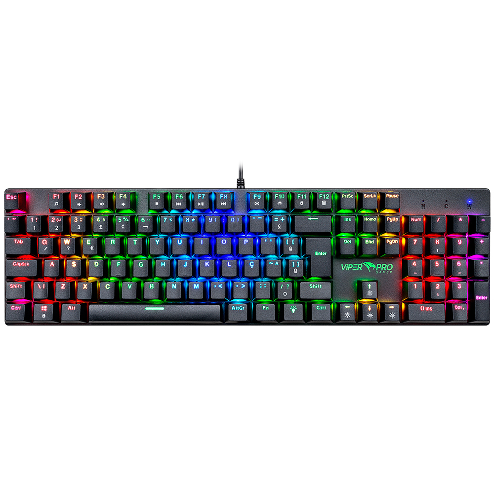 Teclado Gamer Viper Pro Mamba Mecânico Blue Switch RGB ABNT2