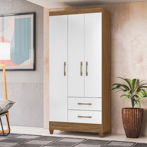 Guarda-Roupa Solteiro 3 Portas Bater 2 Gavetas Lima Moval