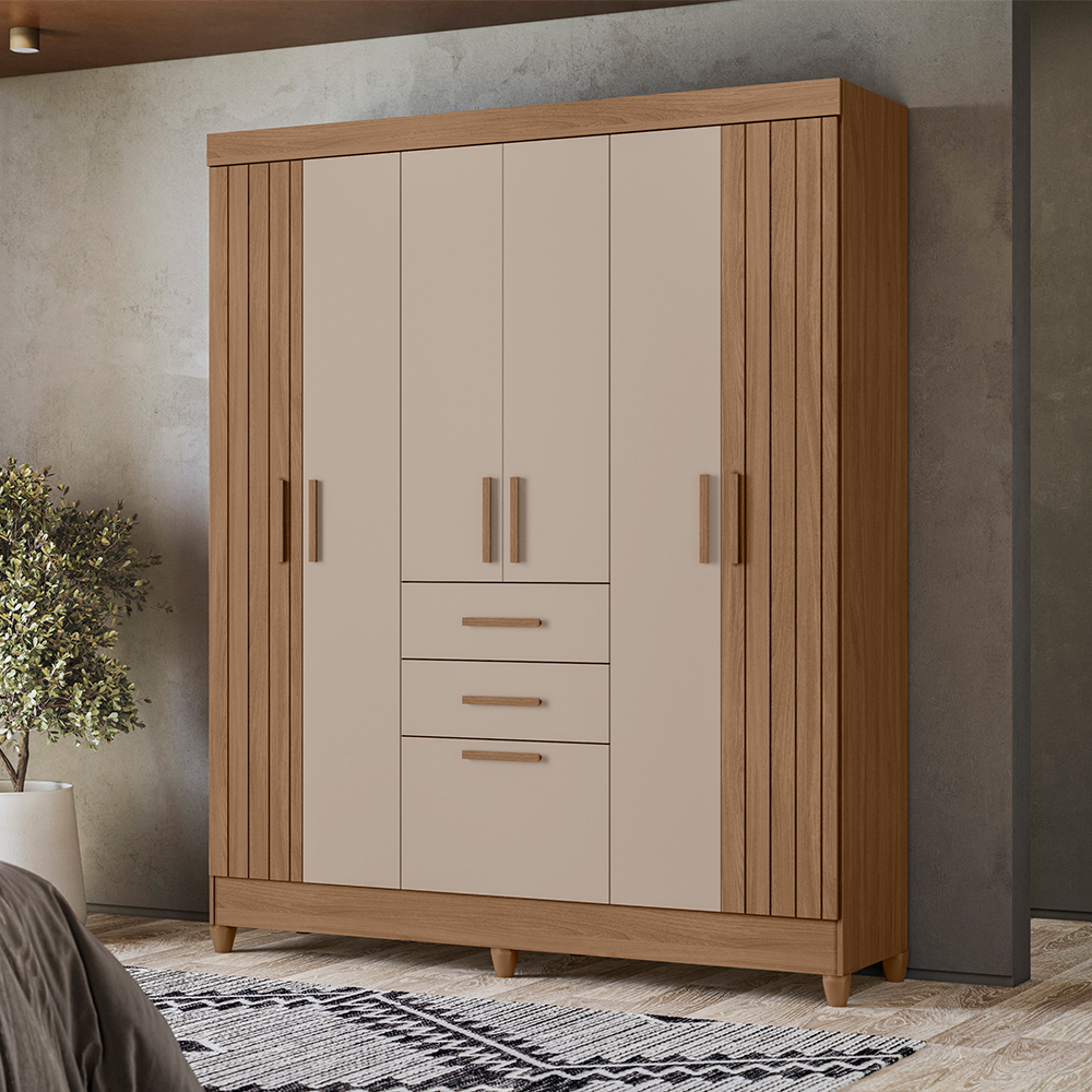 Guarda-Roupa Casal 7 Portas Bater 2 Gavetas Malta Moval