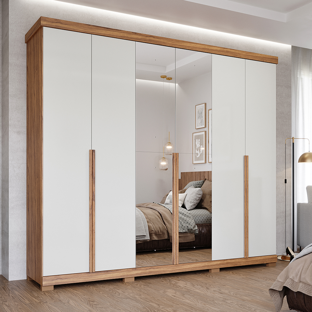Guarda-Roupa Casal 6 Portas Bater 6 Gavetas MDF Guarapari Panan