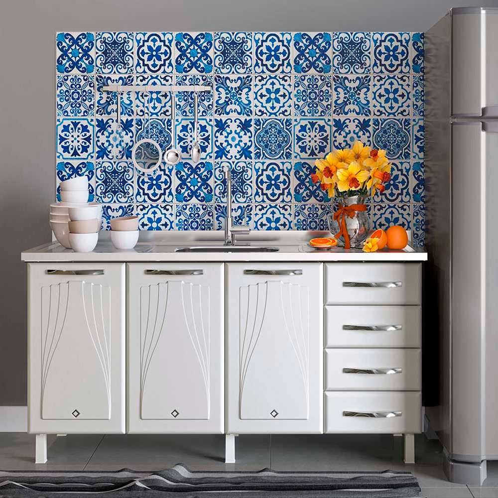 Balcão Star Telasul 3 Portas 4 Gavetas 160cm em Aço