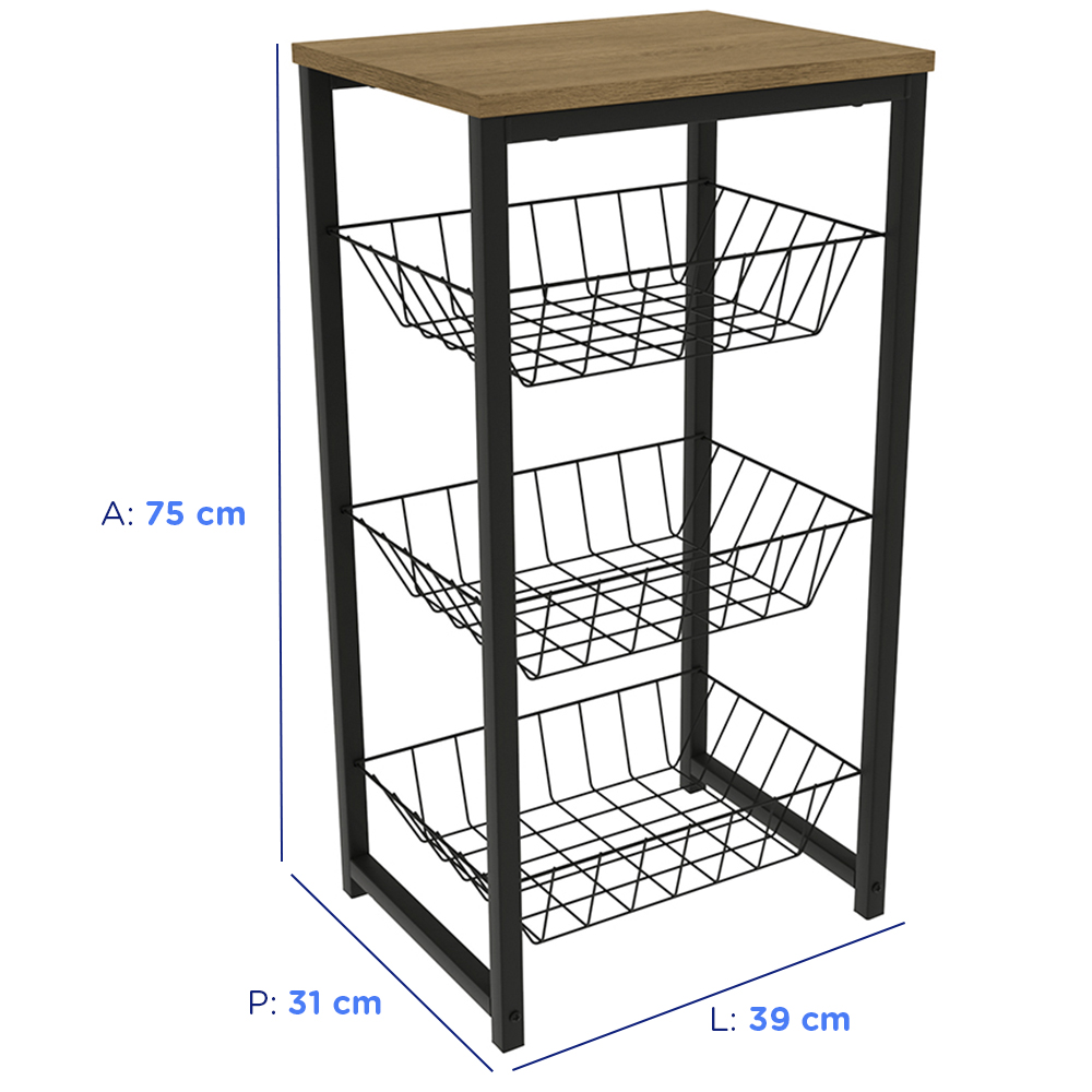 Fruteira Organizadora Kappesberg LI035 com 3 Cestos - 40cm — foto 4