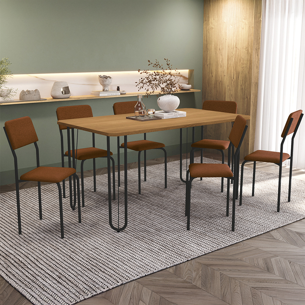 Conjunto de Mesa Kappesberg Constanza 6 Cadeiras Tampo em MDP