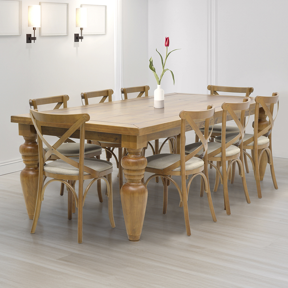 Mesa de Jantar Flower com 8 Cadeiras Paris - Madeira Maciça - Artefama