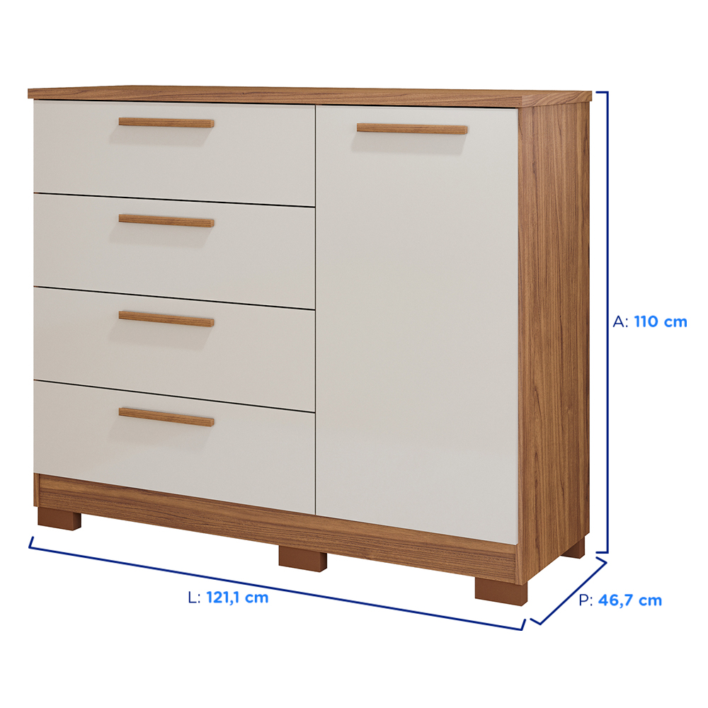 Cômoda Malu 1 Porta 4 Gavetas MDF Panan — foto 3