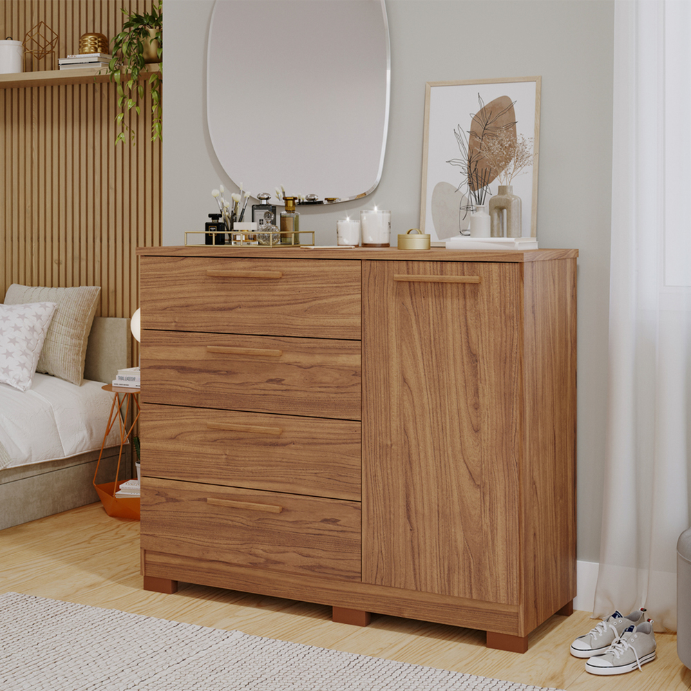 Cômoda Malu 1 Porta 4 Gavetas MDF Panan — foto 7