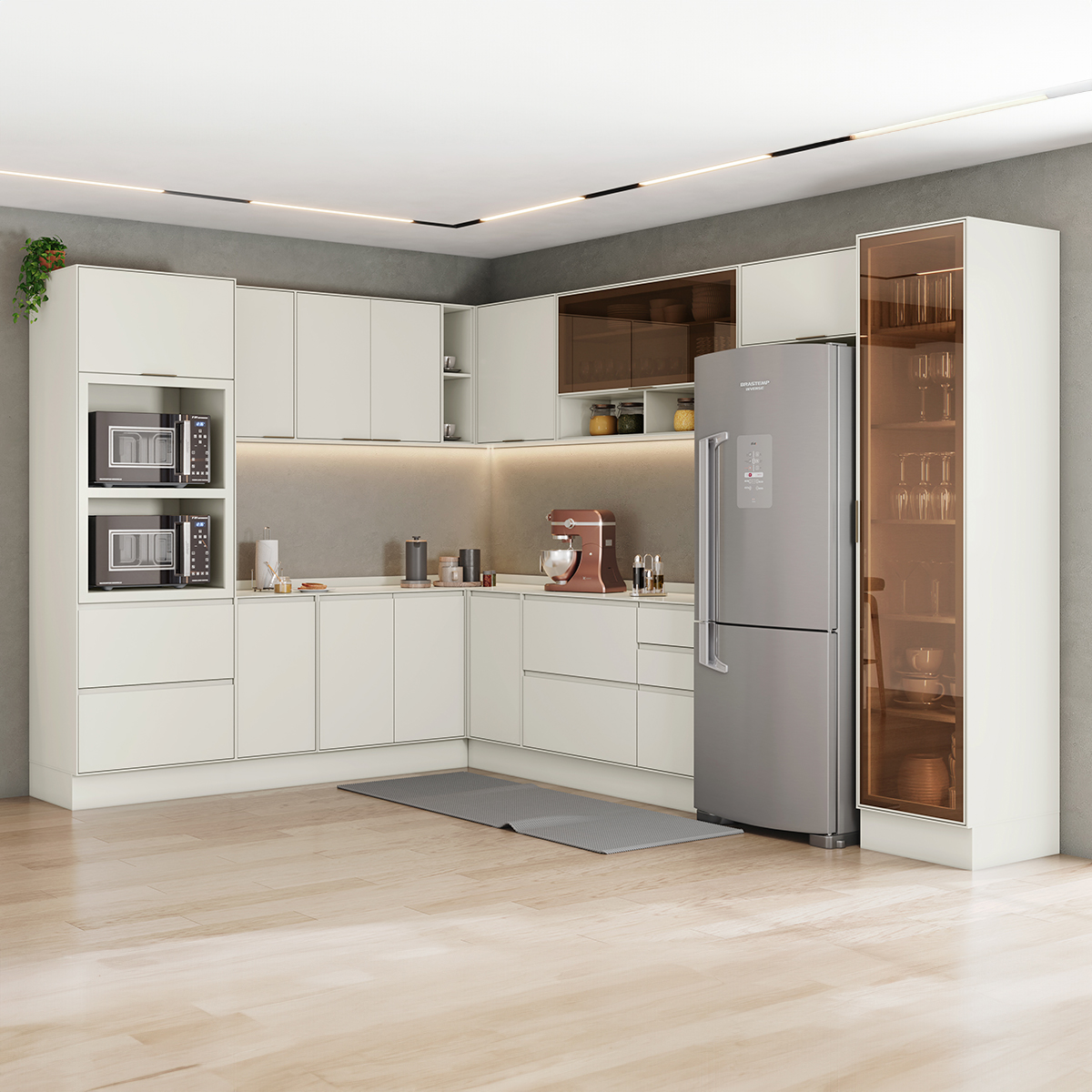 Cozinha Modulada Henn Firenze 11 Peças 13 Portas 4 Gavetas com Cristaleira