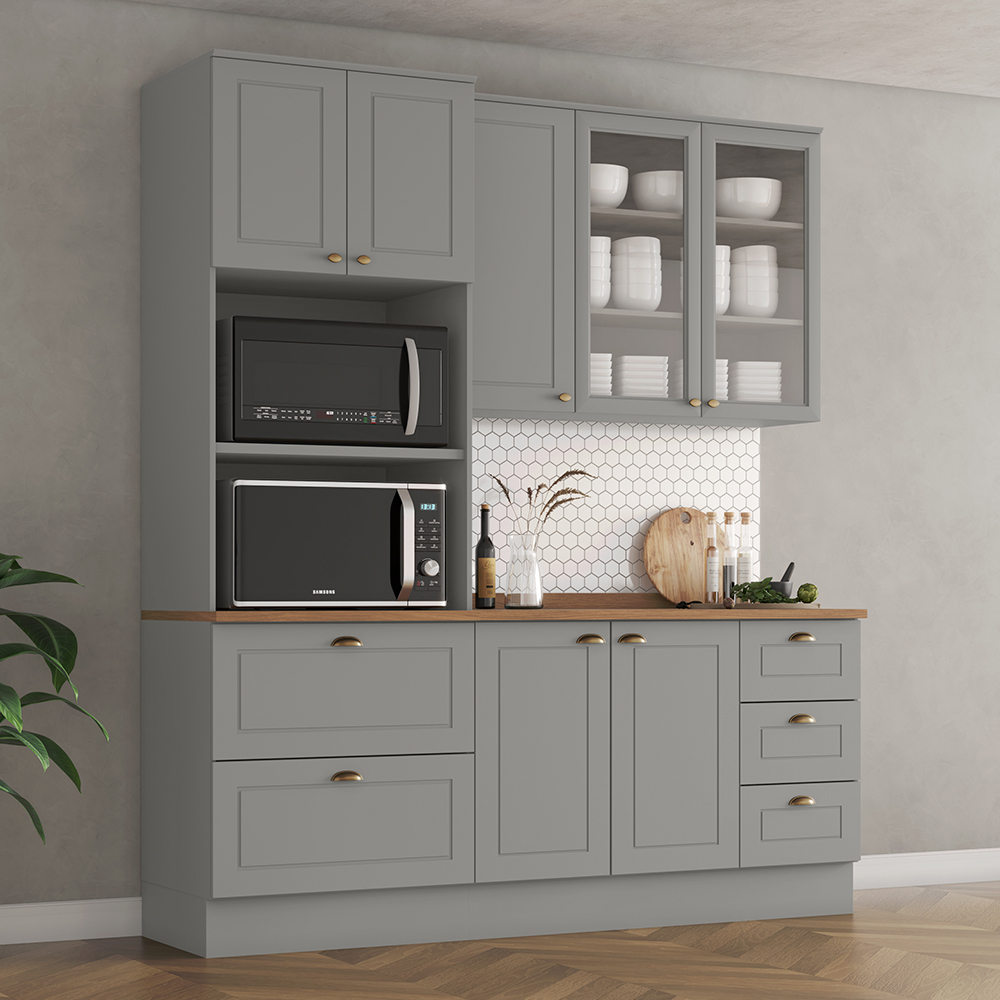 Cozinha Modulada 3 Peças Americana Henn - 7 Portas e 5 Gavetas