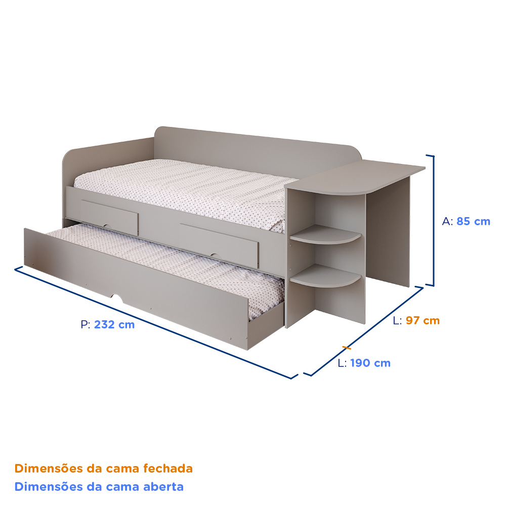 Sofá Cama Cimol Bibox Helena com Escrivaninha em MDF — foto 4