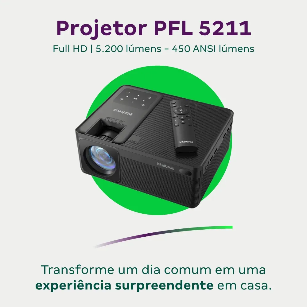Projetor Full HD 5200 Lúmens PFL5211 Intelbras Preto — foto 3