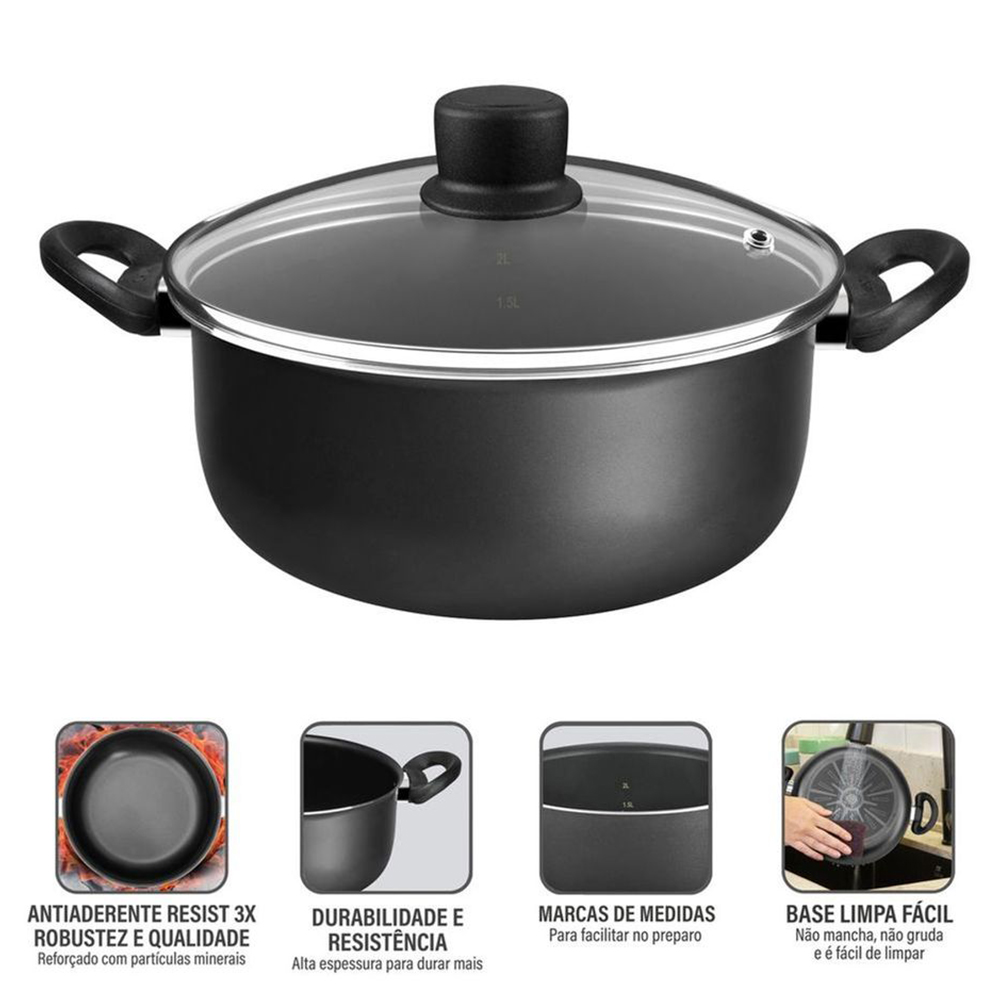 Caçarola Rochedo Robusta 24cm 4,6L Antiaderente — foto 7