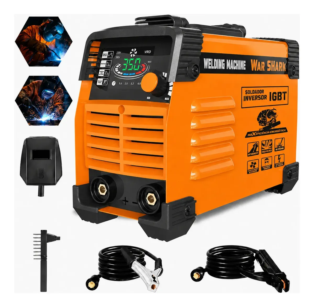 Máquina De Solda Inversora 350a Mma Tig Lcd Digital