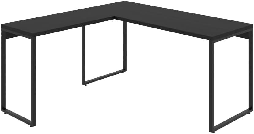 Mesa de Escritório em L Kuadra 1,50m Estilo Industrial Preto Ônix/Preta