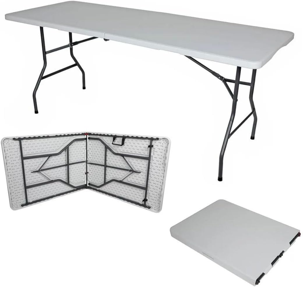 Mesa Dobrável Vira Maleta 1,80m com Alça - Branco