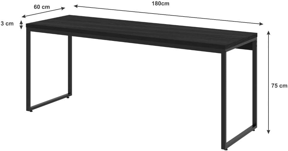 Mesa Dynamica Diretor DYME6180 180x60x75cm Amadeirado/Preto — foto 2