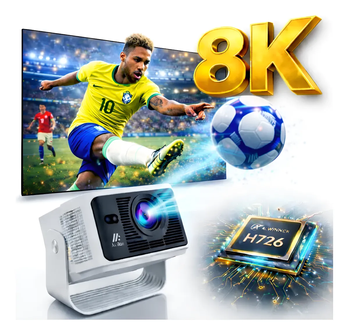 Mini projetor Smart Aliron HY350 Max 8K Android Bluetooth